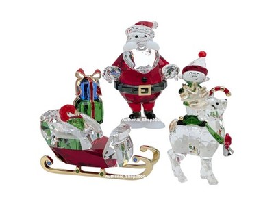 NEW 100% SWAROVSKI Seit 1895 Holiday Limited 130th Santa Story Set