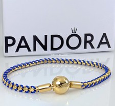Nuevo 100% Auténtico PANDORA Oro 14k Azul Cordón Caja Cadena Dije Pulsera 563816C02