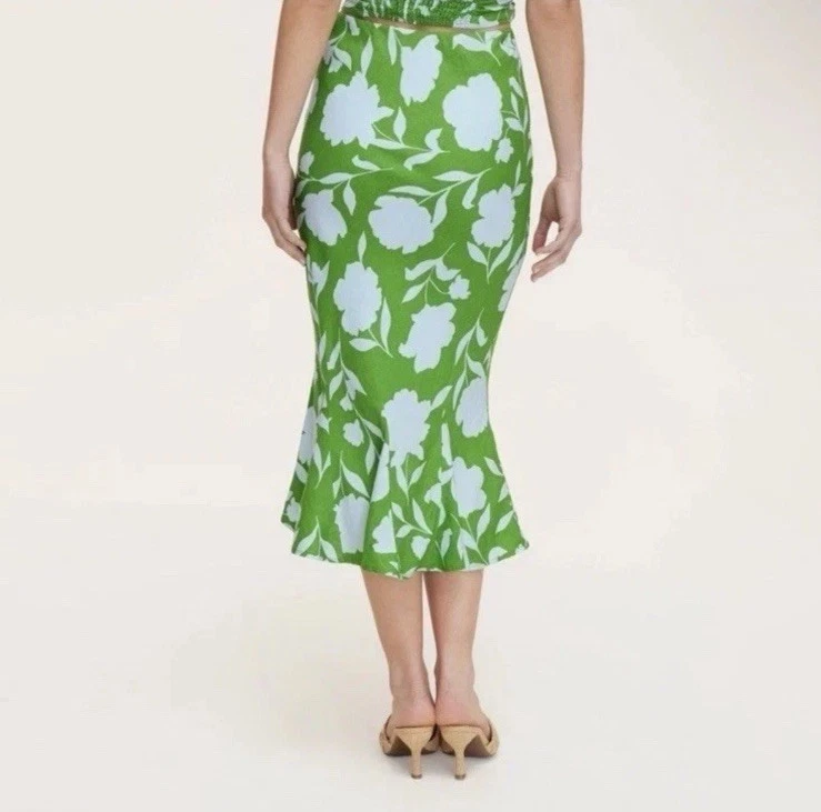 Falda midi KATE SPADE NEW YORK x Target clásica de lino rosa ajustada y acampanada, talla MED Foto 2 de 4