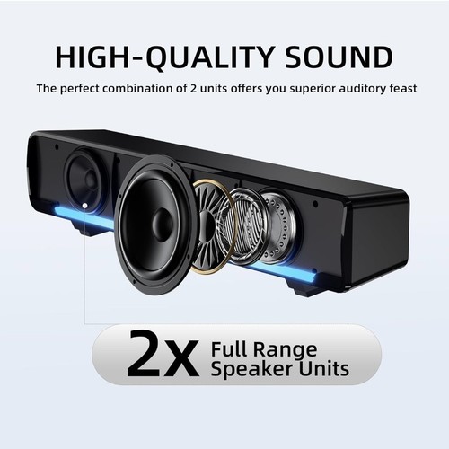 Soundbar Marboo Altoparlanti USB per Computer Desktop,Laptop e PC Portatile,Nero - Photo 4/6