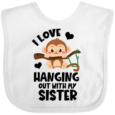 Inktastic Monkey I Love Hanging Out With My Sister Baby Bib Birthday Shower