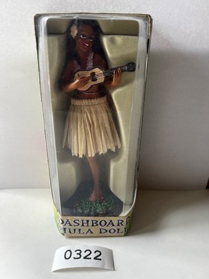 Dashboard Hula Girl 7'' Doll Ukulele Player Hawaii Gifts Beige Skirt Used w/ Box