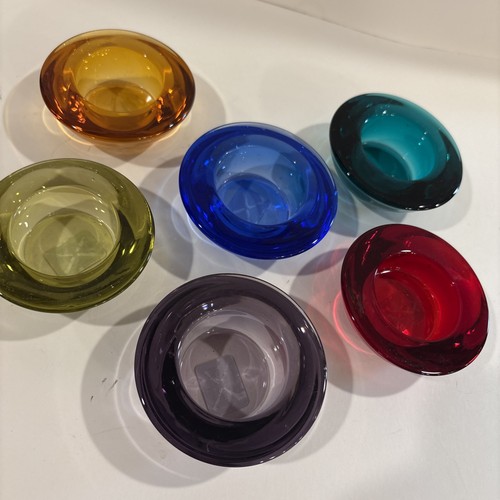 Crate & Barrel Multicolor Glass Candle Holder Tea Light Votive Vintage Set 6 NEW - Picture 2 of 7
