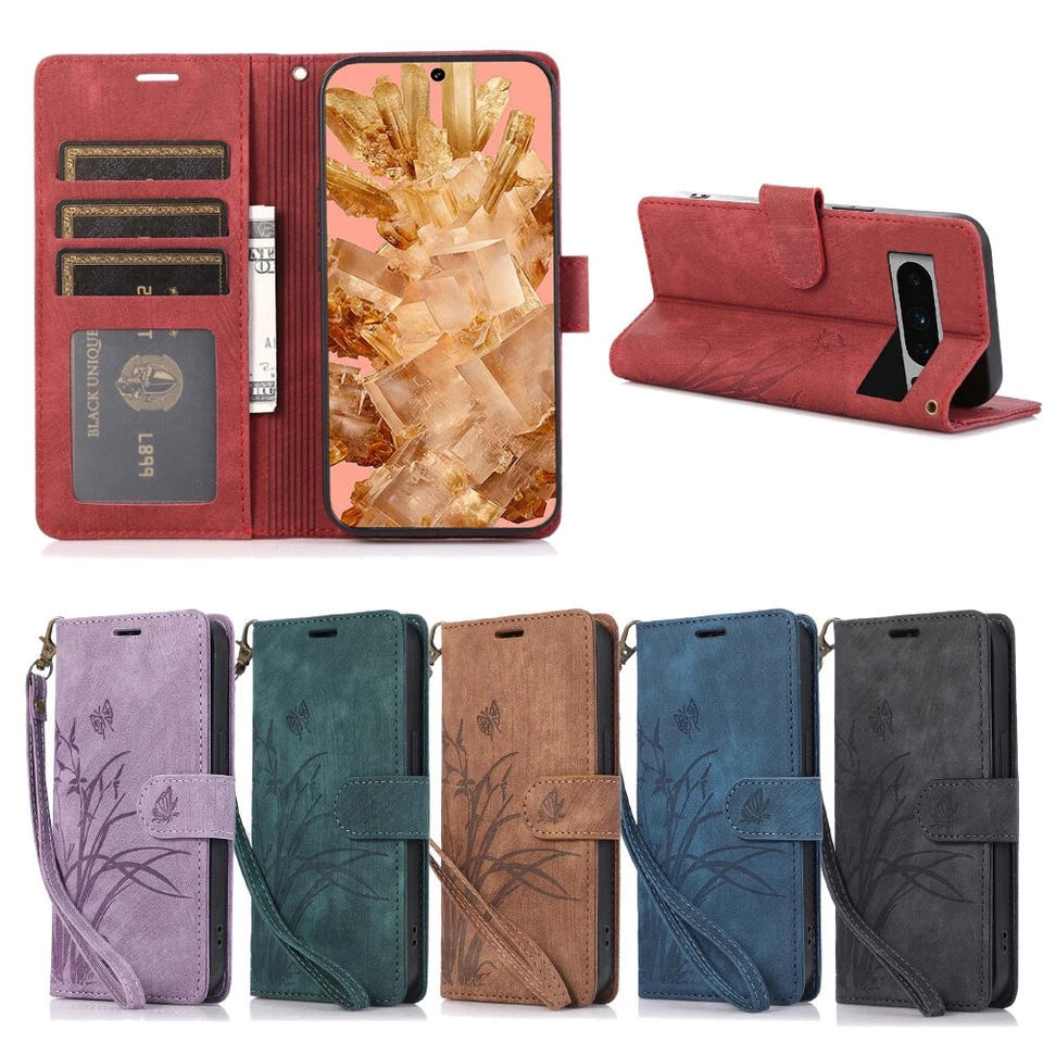 Magnetic Stand Leather Pattern Wallet Case Cover For Google Pixel 8 7 6 Pro 8A 8 - Image 2 of 4