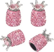 Crystal Rhinestone Tire Valve Caps Handmade Crown Pink Car Color Crown Pink
