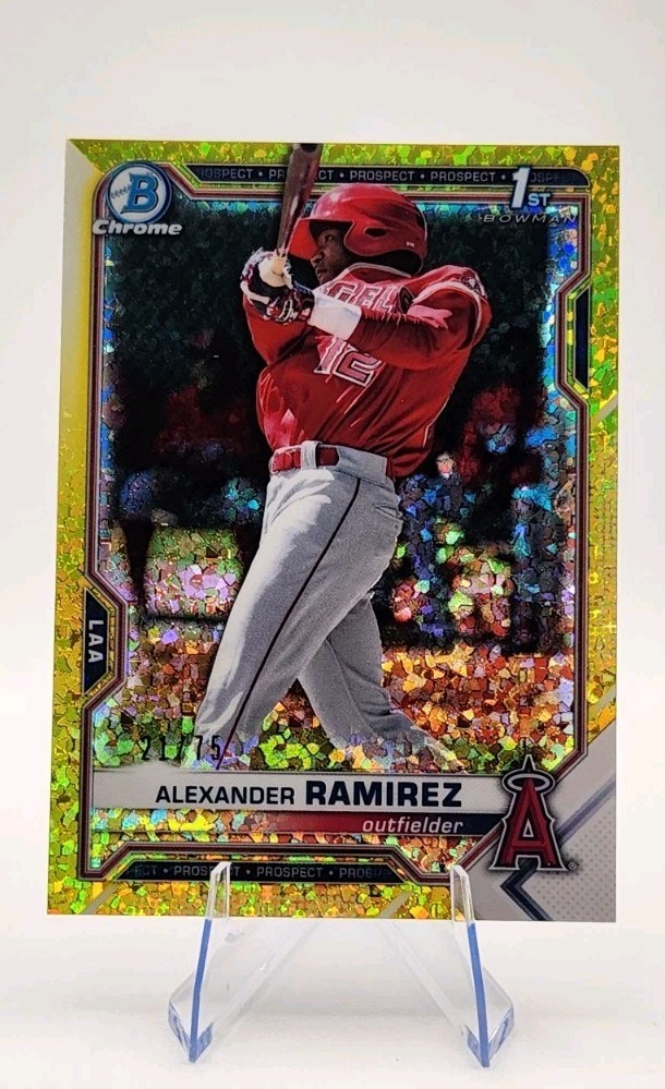 2021 Bowman Chrome Prospects Alexander Ramirez #BCP-145 Yellow Mini-Diamond /75