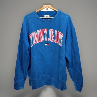 Tommy Jeans Sweatshirt Blau UK XL Pullover Designer Freizeit USA Hilfiger Spellout