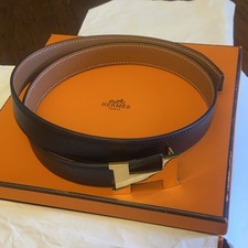 Authentic Hermes Belt with Gold buckle in OEM Box. Brown 70 CM Leather Woman  s