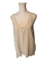 Womens Top, 100 silk, size medium, embroidered, pierced, unique