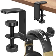 1 PC Black Headphone Hanger, Under Desk, Foldable, Aluminum, Headset Hook