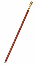 3 Piece Leather Covered Wooden Cane with Ornate Brass Handle