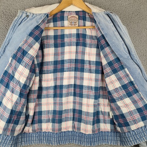 VINTAGE Levi Strauss Herren klein blau Denim kariert gefüttert Cord Kragen Jacke - Bild 4 von 7