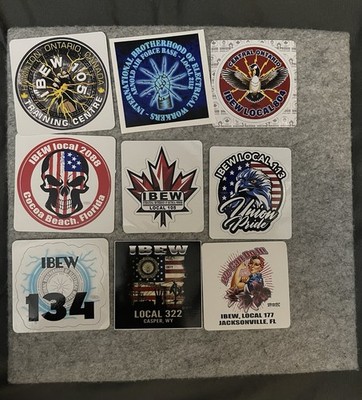 LOT of 9 IBEW Local Union Stickers P-31