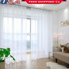 100 Polyester Sheer Voile Curtains Living Room Bedroom Privacy Natural Light New