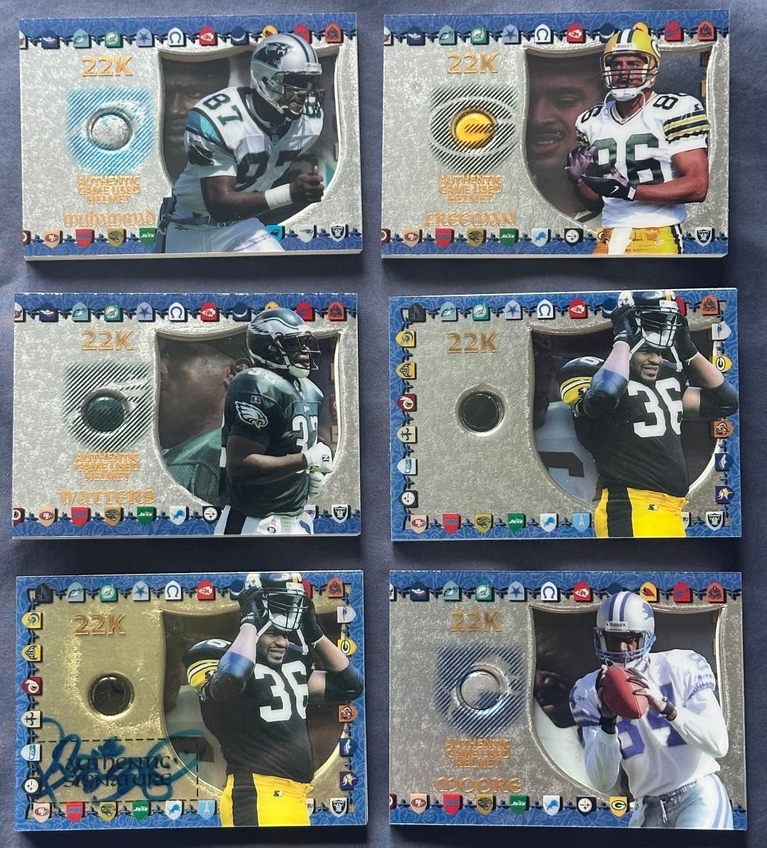 1997 Collector’s Edge Excalibur 22k Gold Game Used Helmet set Errors & Auto's 34 view 9