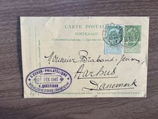 Vintage 1907 Bruges Belgium Postcard w/ Stamps & Handwritten Letter Philatelic