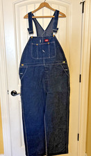 Dickies Work Blue Denim BIB OVERALLS Mens Measures 42 X 32 Dark Carpenter