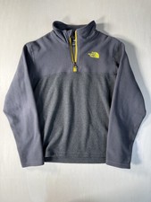The North Face Boy's Medium 10/12 Gray/Yellow 1/4 Zip Pullover Fleece Jacket