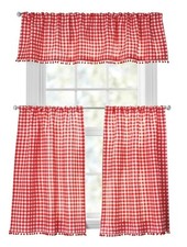 NEW The Pioneer Woman Window Curtain 3 Pieces Set GINGHAM- 2 Tiers  1 Valance