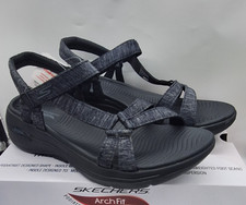 Skechers Go Walk Arch Fit Elite Women's Adjustable Strappy Black Sandals Size 9