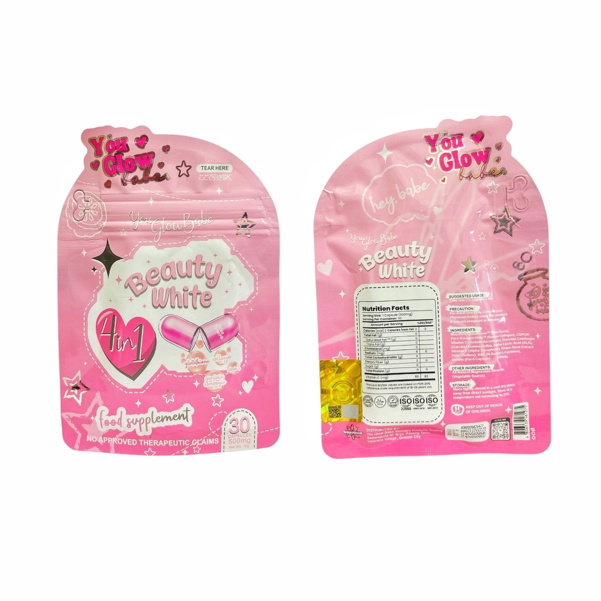 beauty white glutathione 6 packs You Glow Babe Beauty White Glutathione + 2 pack Beauty White Soap Bundle