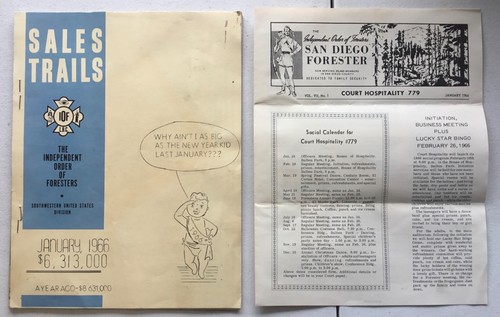 Vintage 1966 IOOF Independent Order of Foresters San Diego Chapter News & Sales - Picture 1 of 18