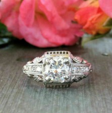 2Ct White Round Cut CZ Vintage Style Engagement Ring Solid 925 Sterling Silver