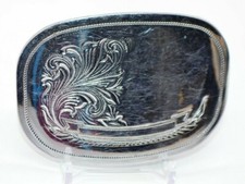 Vintage Southwestern Silver Tone Stamped Scrollwork Rectangle Belt Buckle Chrome