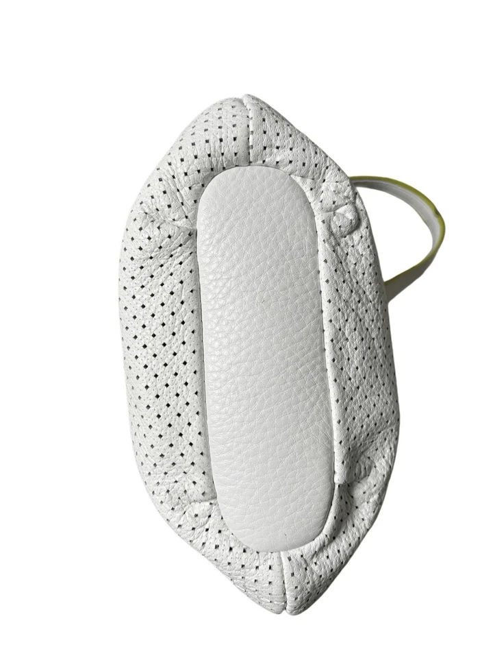 Bolso Hobo Francesco Biasia Blanco Borde Cuero Verde Lima Foto 3 de 4