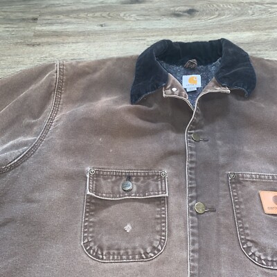 Vintage Carhartt C02 DKB Brown Blanket Lined Chore Jacket