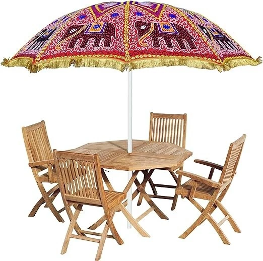 Guarda-chuva indiano feito à mão 72 grande jardim pátio guarda-chuva praia bordado - Imagem 2 de 4