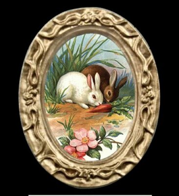 Victorian Easter Bunny Miniature Dollhouse Rabbit Art Picture