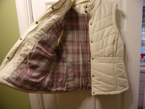 Sonoma Women's Size L Off White Fleece Vest Winter Warm Full Zip & Snap Pockets - Foto 3 di 5