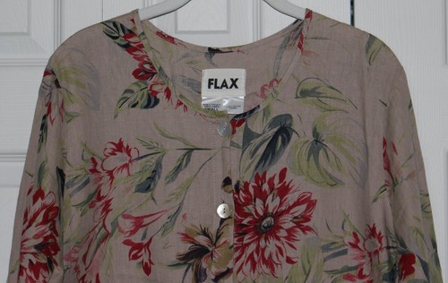 FLAX Linen Floral Jacket Top Size S - Picture 2 of 6