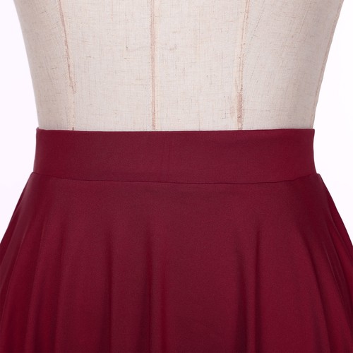 UK Women's Mini Skater Skirt Plain Pleated Mini Skirt Stretchy Flared Mini Skirt - Picture 103 of 145