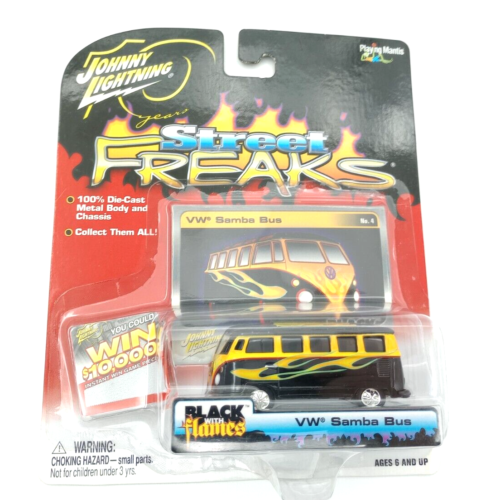 ©2004 Johnny Lightning Street Freaks VW SAMBA BUS Black w/ Flames *READ*