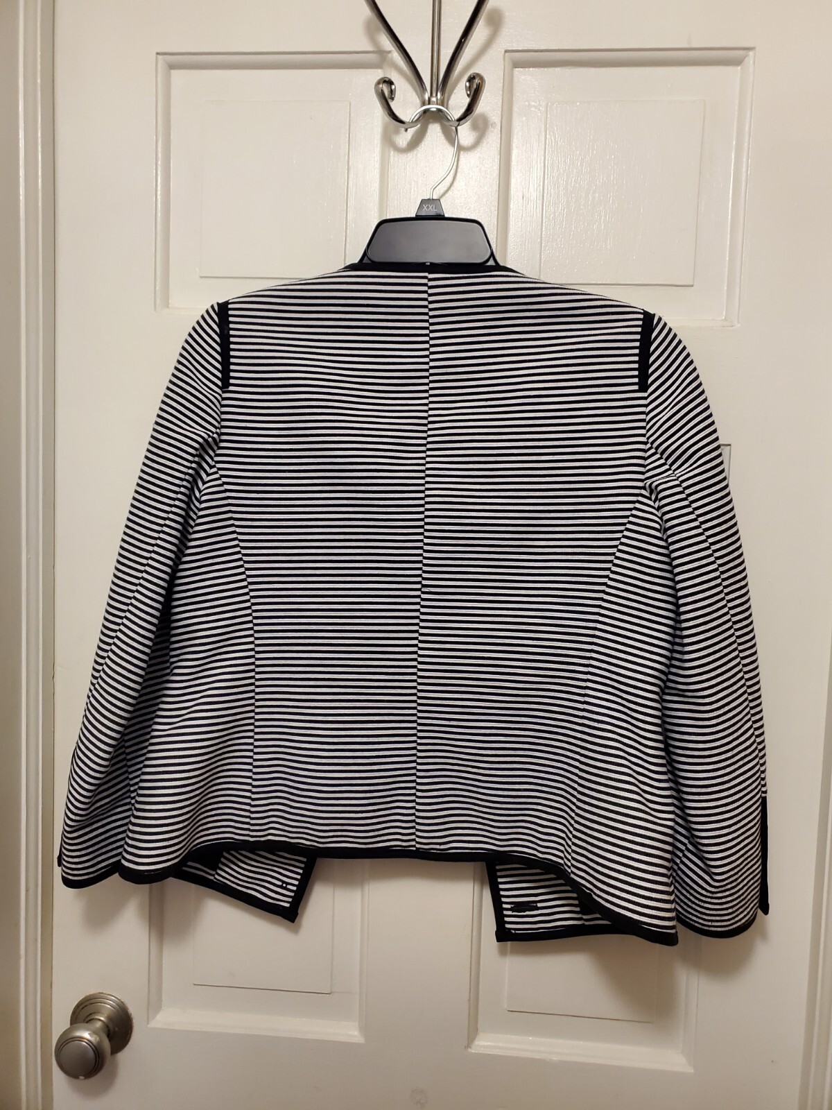 Talbots Size 4 Lined Blazer Jacket Black White St… - image 2