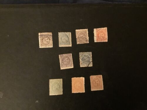 Philippines stamps. Telegraph stamps from 1880's under spain 3 mint, 6 used