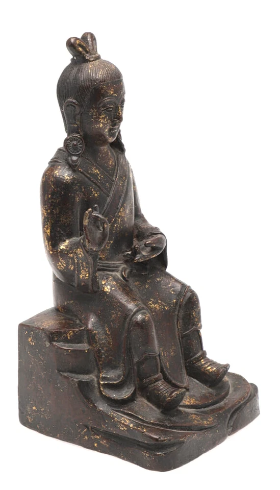 CHINESE BRONZE BUDDHA GILT SPLASHES~18TH C IN STYLE ~MARKS~23.5 cm TALL ANTIQUE - Image 2 of 4