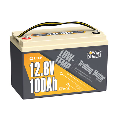 Power Queen 12,8V 100Ah Niedrigtemp LiFePO4 Battery 100A BMS für Trolling Motor