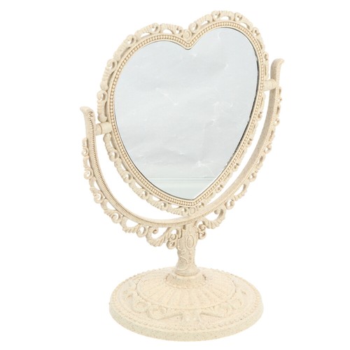 1PC Tabletop Cosmetic Mirror Heart Decor Heart- Shaped Mirror Vintage Mirror