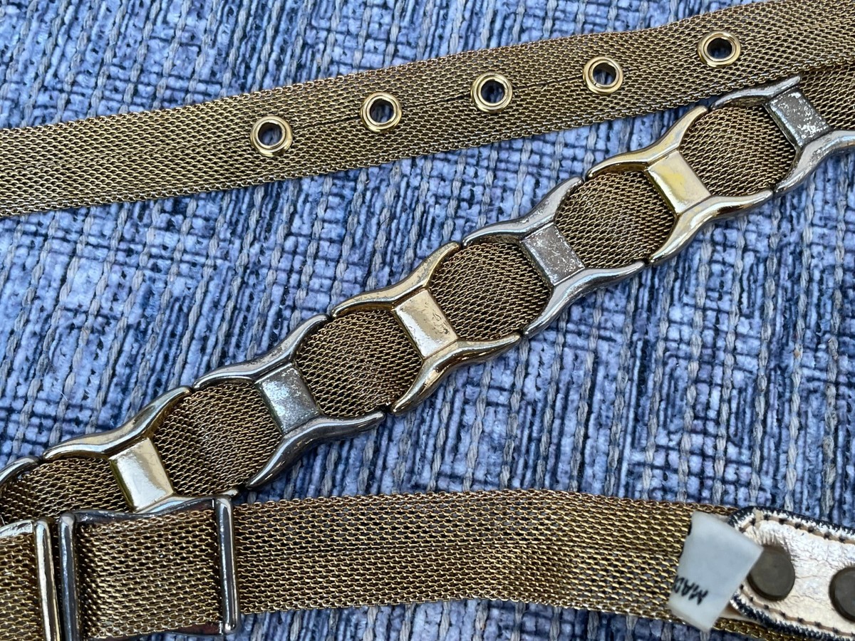 Vintage Donna Katz gold mesh belt L large Donna Katz Vintage Belt Gold Tone Metal Waist Band Metal  main image 2