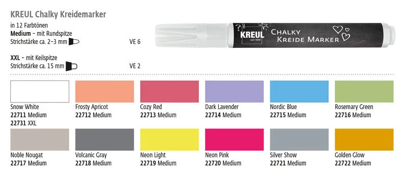 Kreidemarker, Kreidestift, Tafelstift, Schaufensterstift