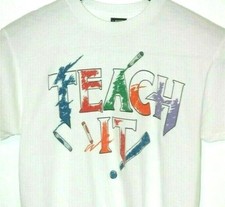 Vtg TEACHER T SHIRT Rare 90's Thin Tee COLORFUL Single Stitch SCHOOL Soft USA
