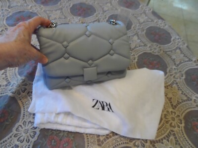 New Zara Dove Gray Quilted Crossbody Bag