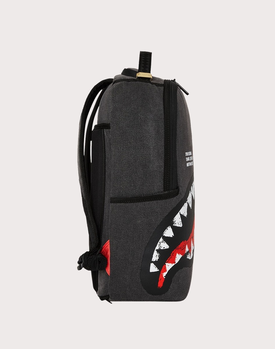 限定品US発★SPRAYGROUND Shark Central デニム バックパック 黒 Sprayground Shark Central Denim Backpack🔥New Black Bookbag