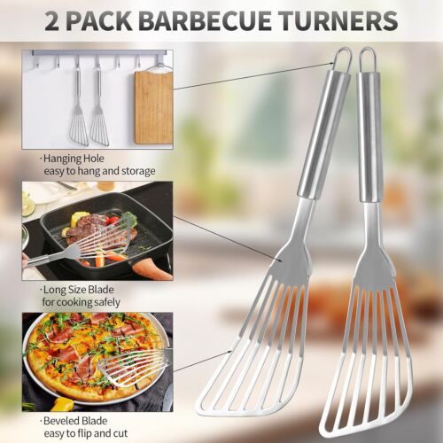 2Pack Fish Spatula Stainless Steel,Premium Fish Turner Spatula,Flexible Barbecue - Picture 5 of 11