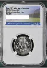 W Lowell MA 2019 cuarto primer W 25c NGC MS 67 West Point