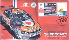 2020 Australia Supercars 50c Coin - PNC Stamp & Coin Cover - 2008 BF Falcon