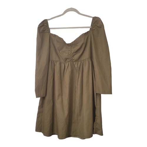 NWT Nasty Gal New With Tags Olive Green Fitted Mini Puff Sleeve Sz Us 12 - Picture 3 of 10